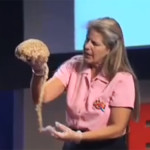 Jill Bolte Taylor holding a human brain